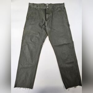 Carhartt Work In Progress Pants Mens Size 36x34 Green Trimmed To 29" Length?